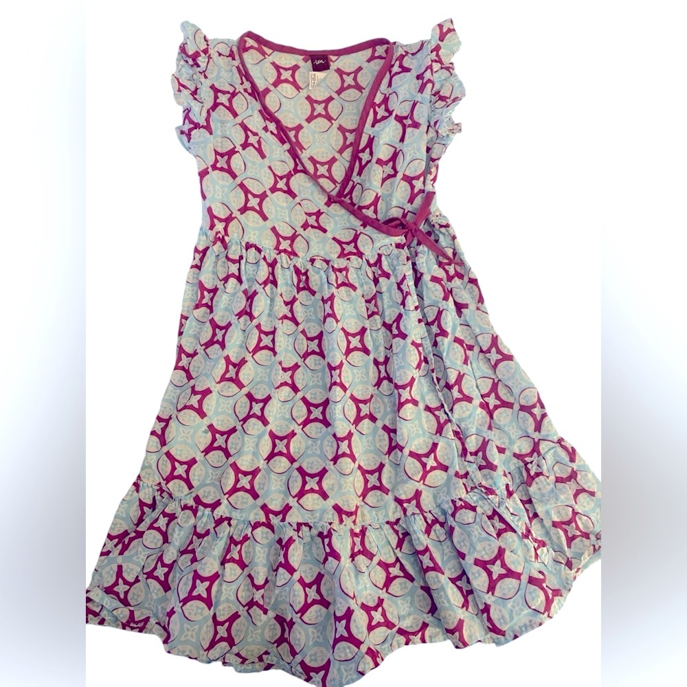 Tea Collection Girls Morocco Bahia Palace Wrap Dress‎ Sz 7 Blue Purple Cotton